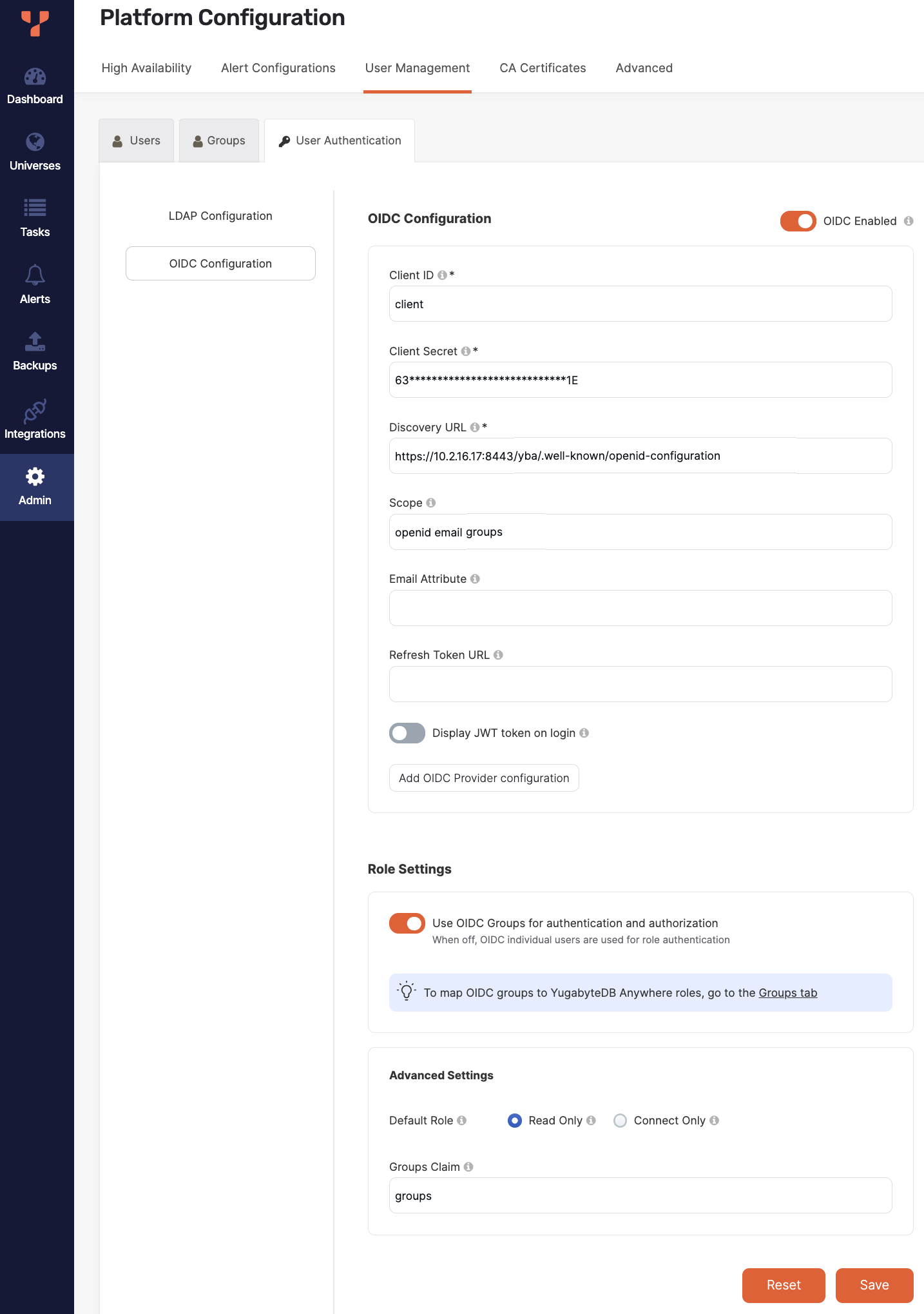 OIDC authentication OIDC authentication